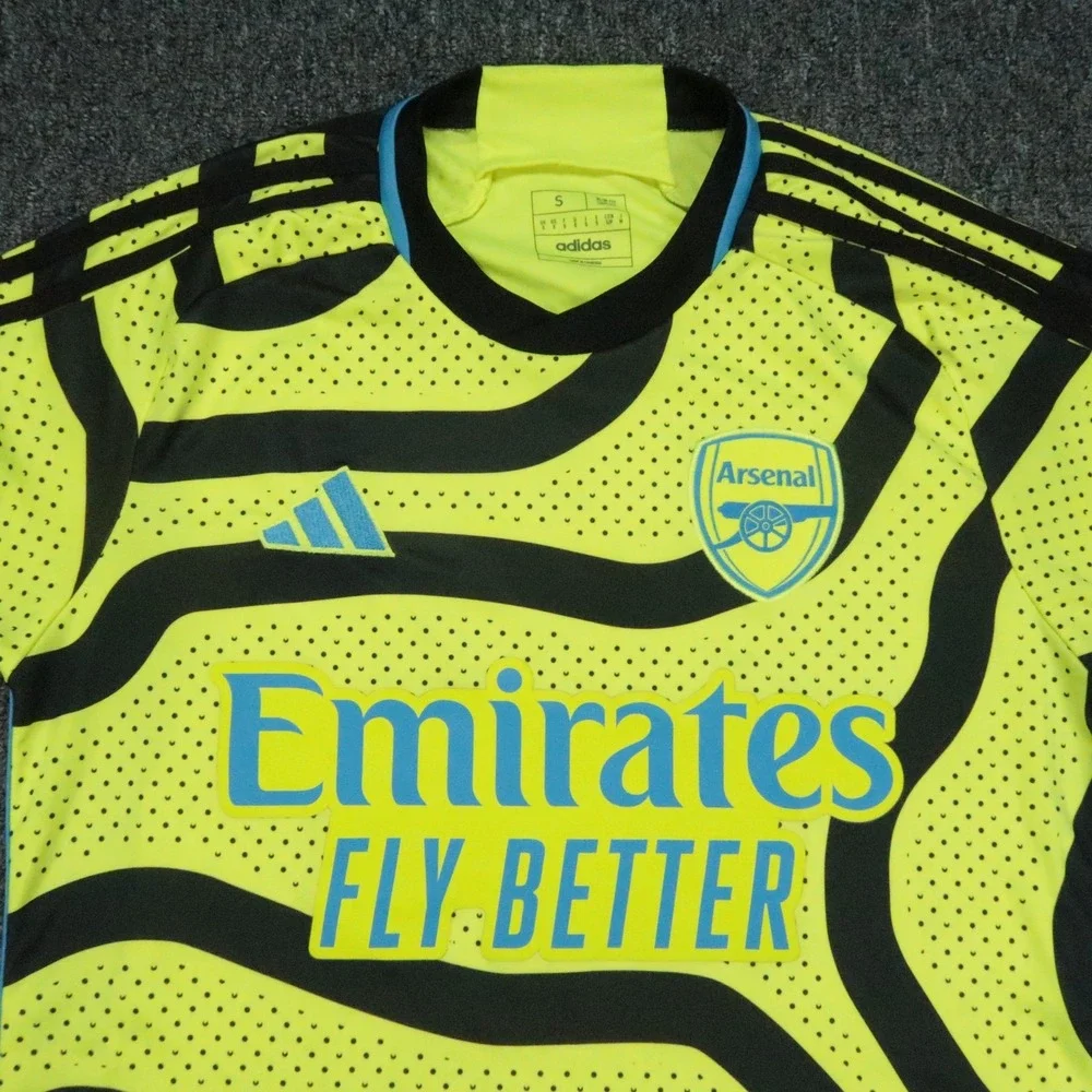 Arsenal FC Jersey Shirt Men Small Yellow adidas 23/24 Away Premier League Soccer